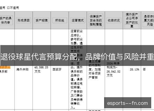 退役球星代言预算分配，品牌价值与风险并重
